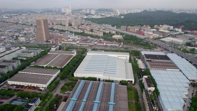 广州番禺南站蓝天白云交通枢纽航拍工厂俯瞰