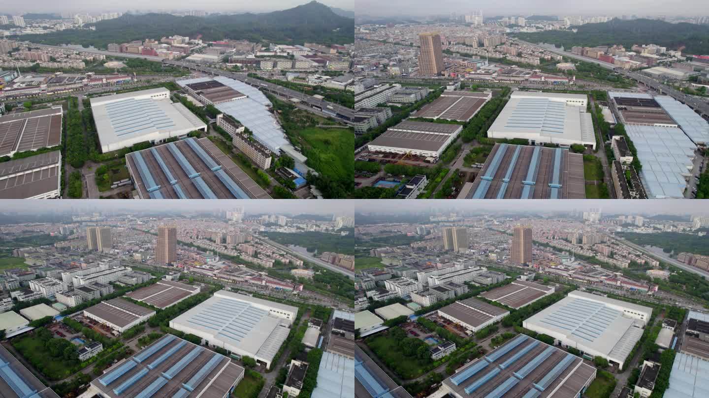 广州番禺南站蓝天白云交通枢纽航拍工厂俯瞰