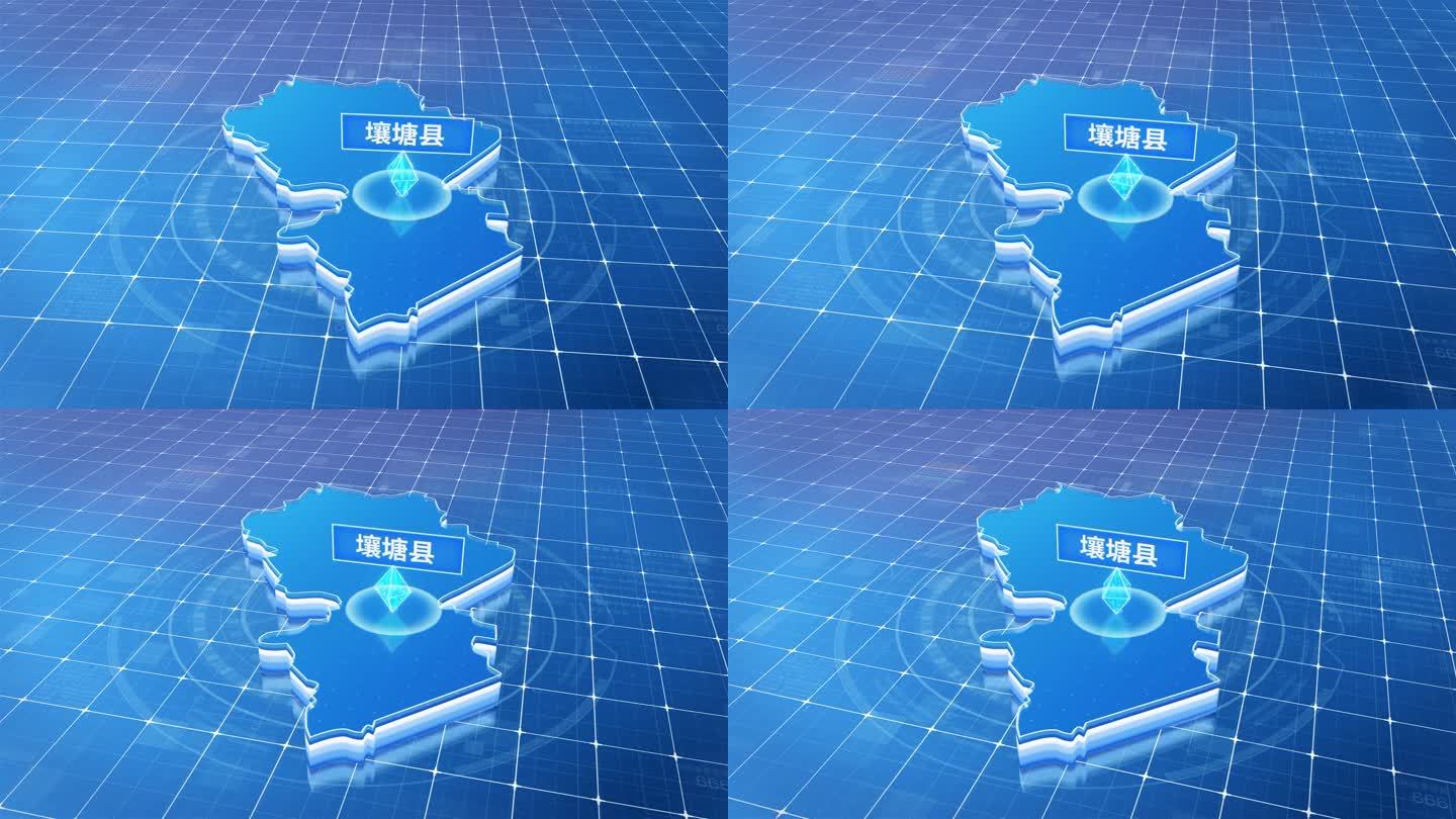 壤塘县蓝色科技感定位立体地图