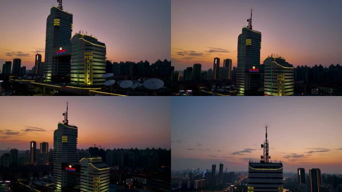 5K航拍夕阳下的湖南电视台大楼5