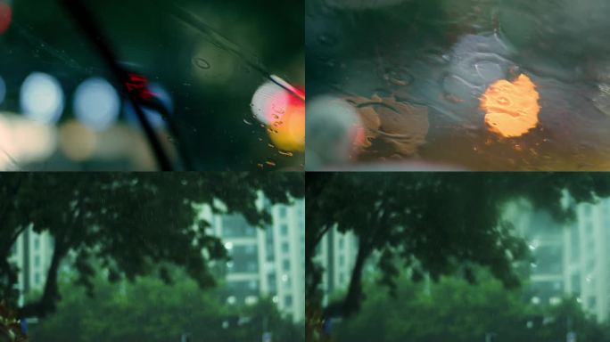 【原创4K】下雨天车窗雨滴