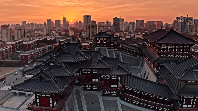 河南古都洛阳城市地标夜景航拍4K