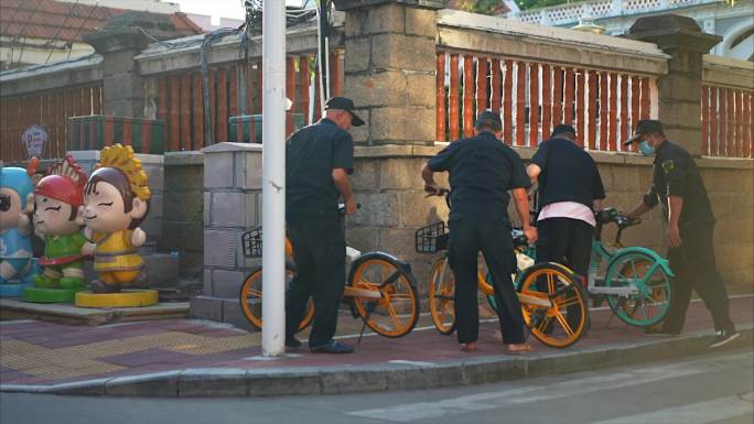 文明行为整理街道自行车