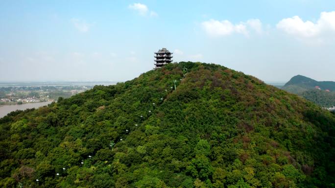 安徽省马鞍山市采石矶景区三台阁航拍