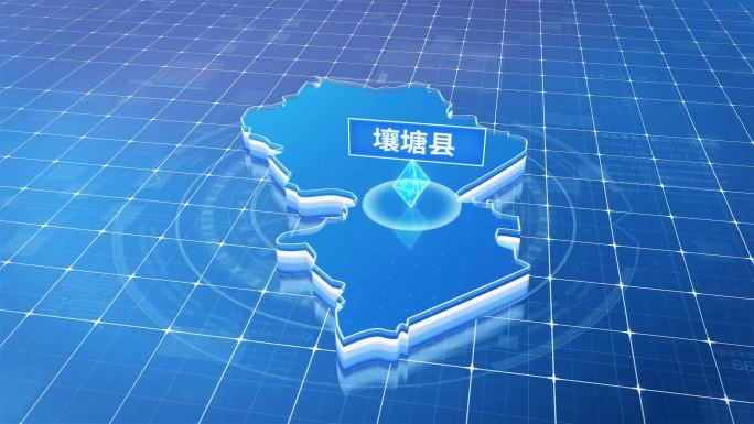 壤塘县蓝色科技感定位立体地图