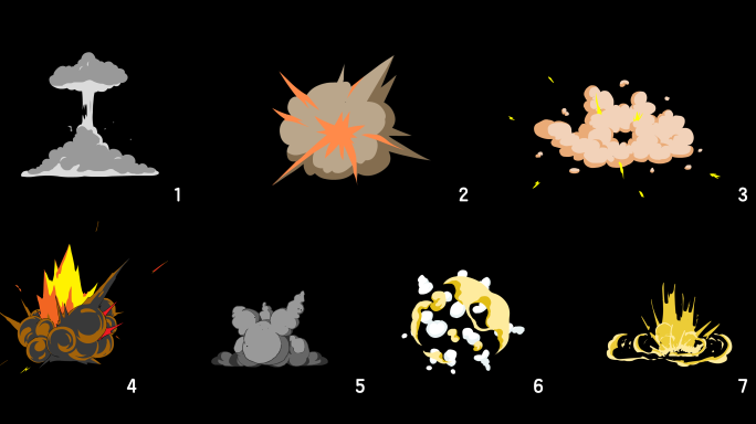 7个卡通爆炸【带通道】