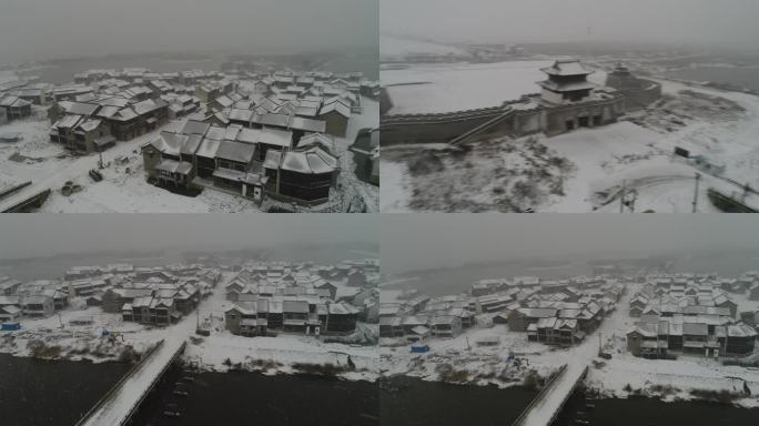 东晋古城雪景航拍