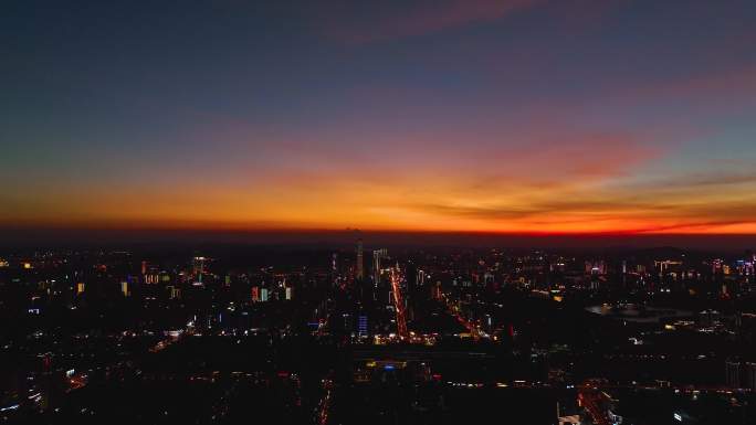 4K万家丽楼顶航拍长沙夕阳落日黄昏13