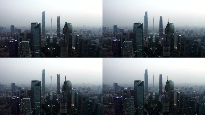 广东省广州市珠江新城花城广场雾霾航拍