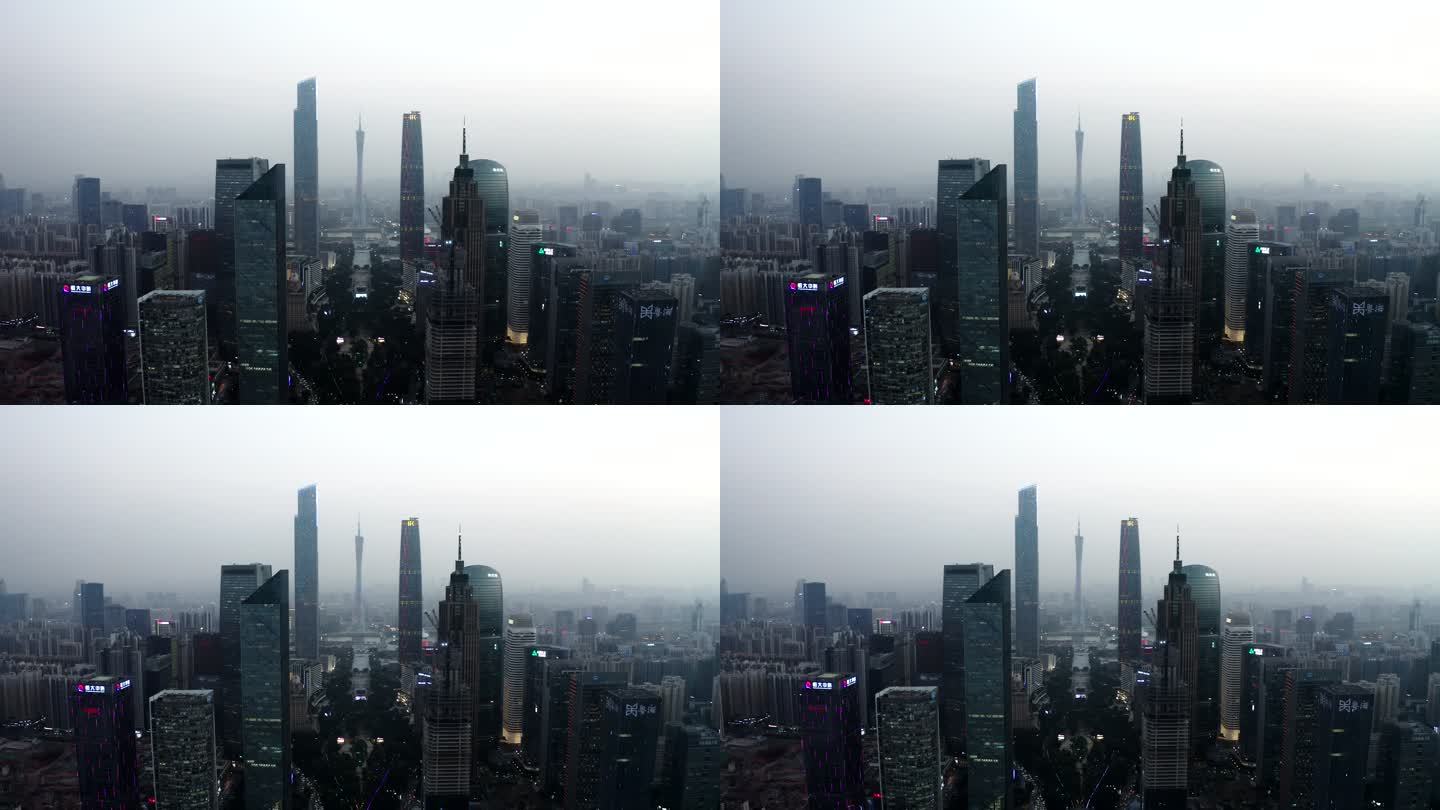 广东省广州市珠江新城花城广场雾霾航拍