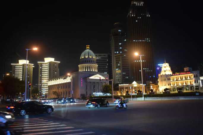 天津小白楼音乐厅夜景延时