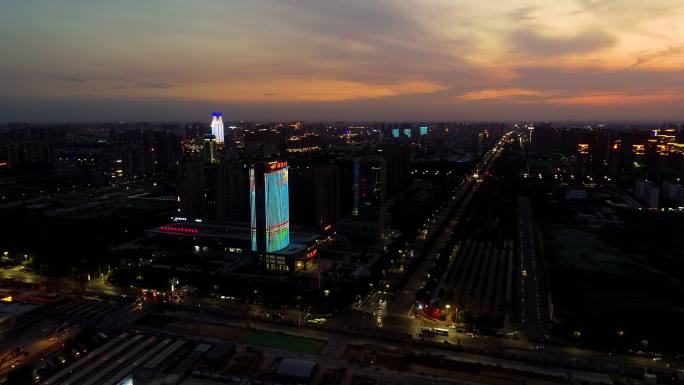 许昌夜景航拍地标航空大酒店