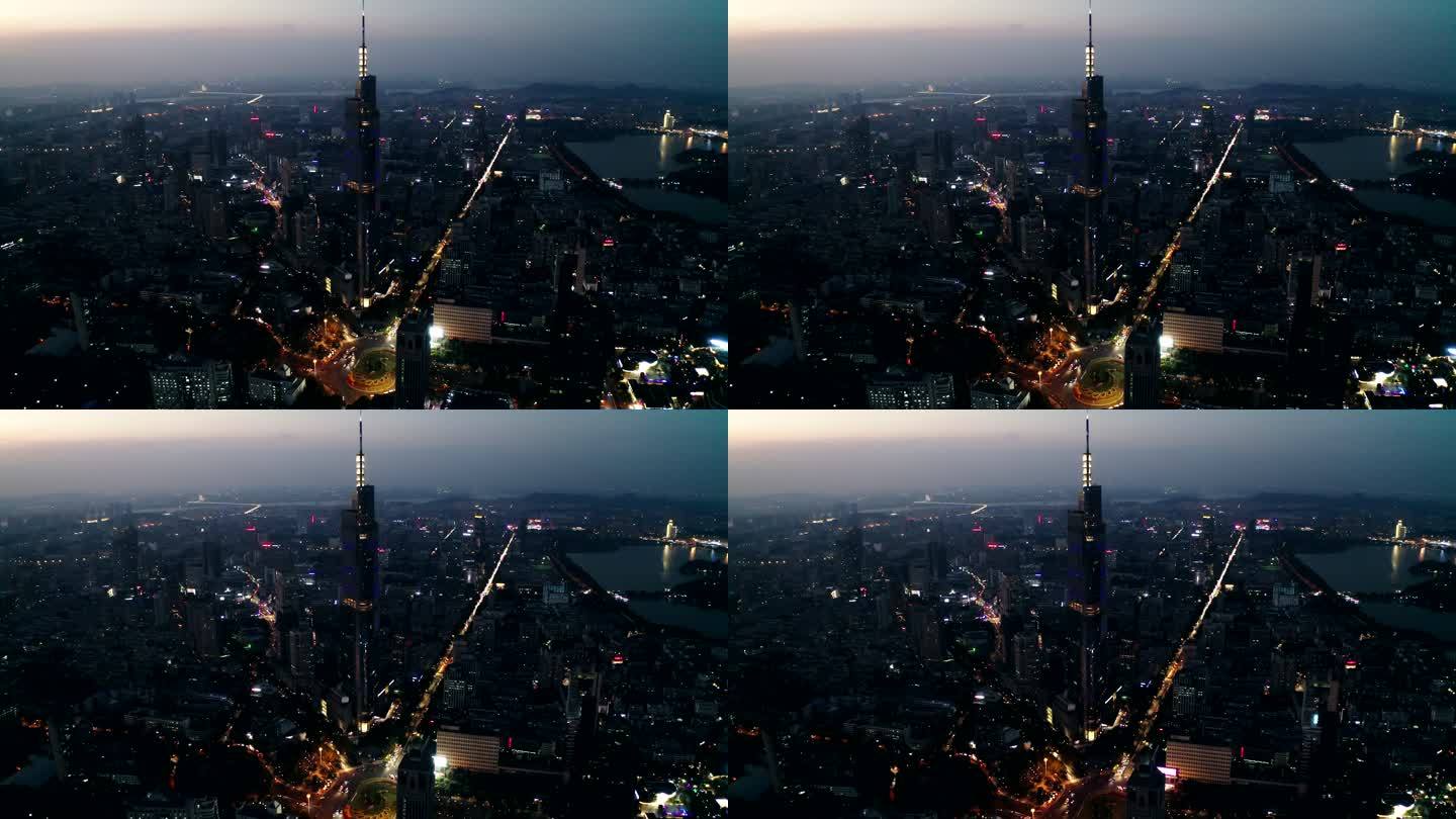 江苏省南京市夜景城市风光航拍