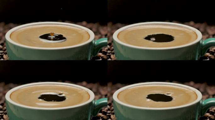 咖啡滴落镜头美式咖啡油脂特写慢动作广告