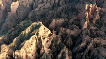 甘肃白银黄河石林国家地质公园日落航拍视频素材