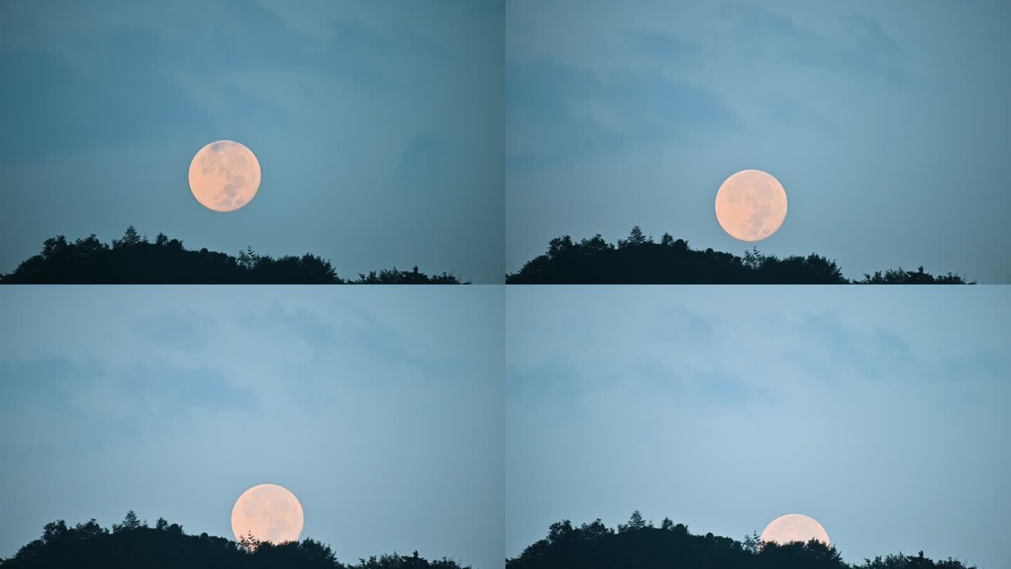 唯美大气超级月亮落山延时摄影素材
