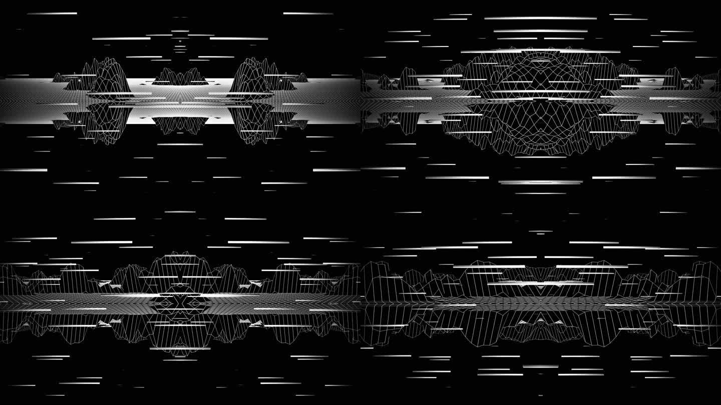 【4K时尚背景】黑白光线科技空间炫酷几何
