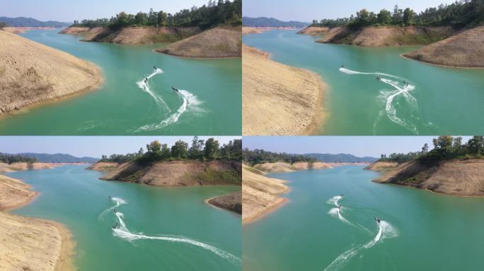 户外风景河源万绿湖冲浪运动