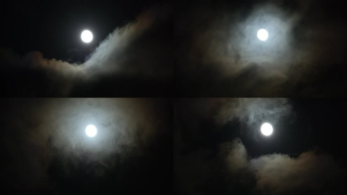 云追月夜晚月亮