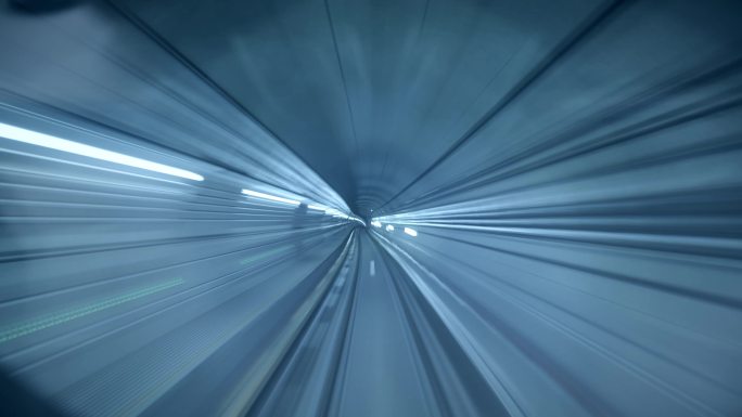 4K科技感地铁隧道穿梭，时空隧道