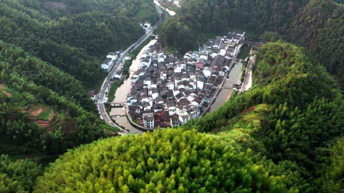 江西省上饶市婺源县菊径村航拍