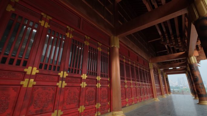 中式古建筑 宫殿 大殿 长廊 走廊 门窗