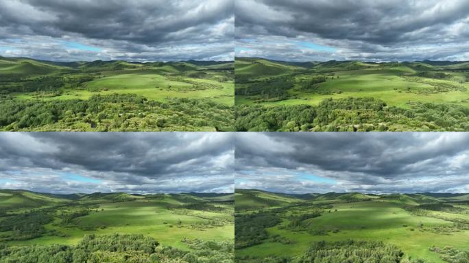 航拍山区山谷绿色树林