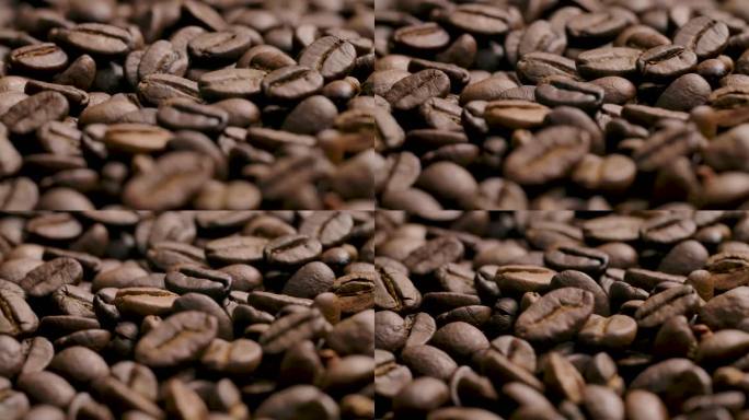 咖啡豆视觉后退定点咖啡豆慢动作广告镜头