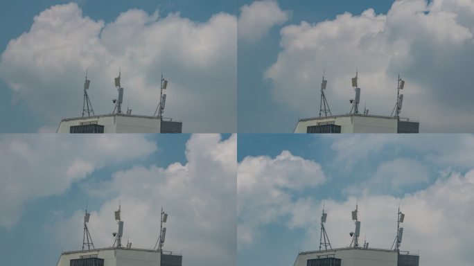 4k城市天台信号发射塔基站5G通讯塔