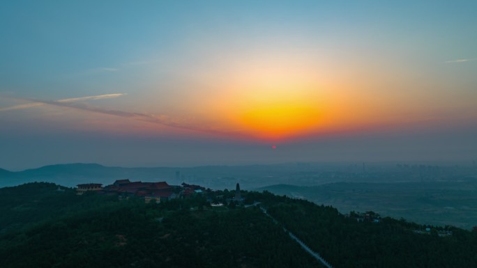 晋城 城市 风光 白马寺日出  延时