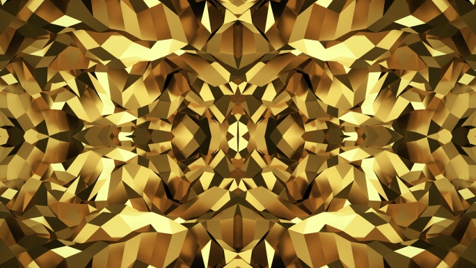 【4K时尚背景】镜像金黄流动抽象图形艺术
