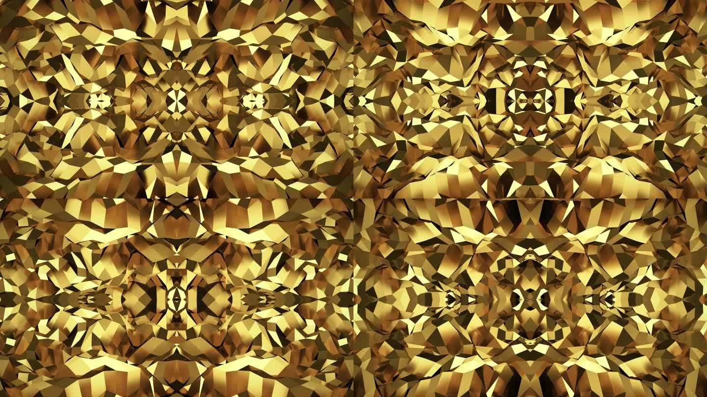 【4K时尚背景】镜像金黄流动抽象图形艺术