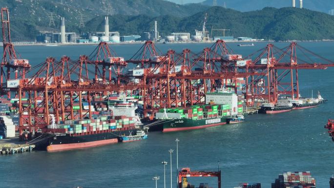 深圳蛇口集装箱港口码头4K航拍-海洋运输
