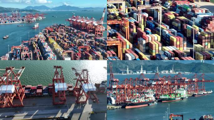 深圳蛇口集装箱港口码头4K航拍-海洋运输