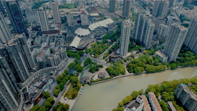 江苏省常州市钟楼区市中心运河商业街航拍