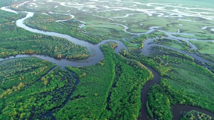 航拍内蒙古亚洲第一湿地：根河湿地