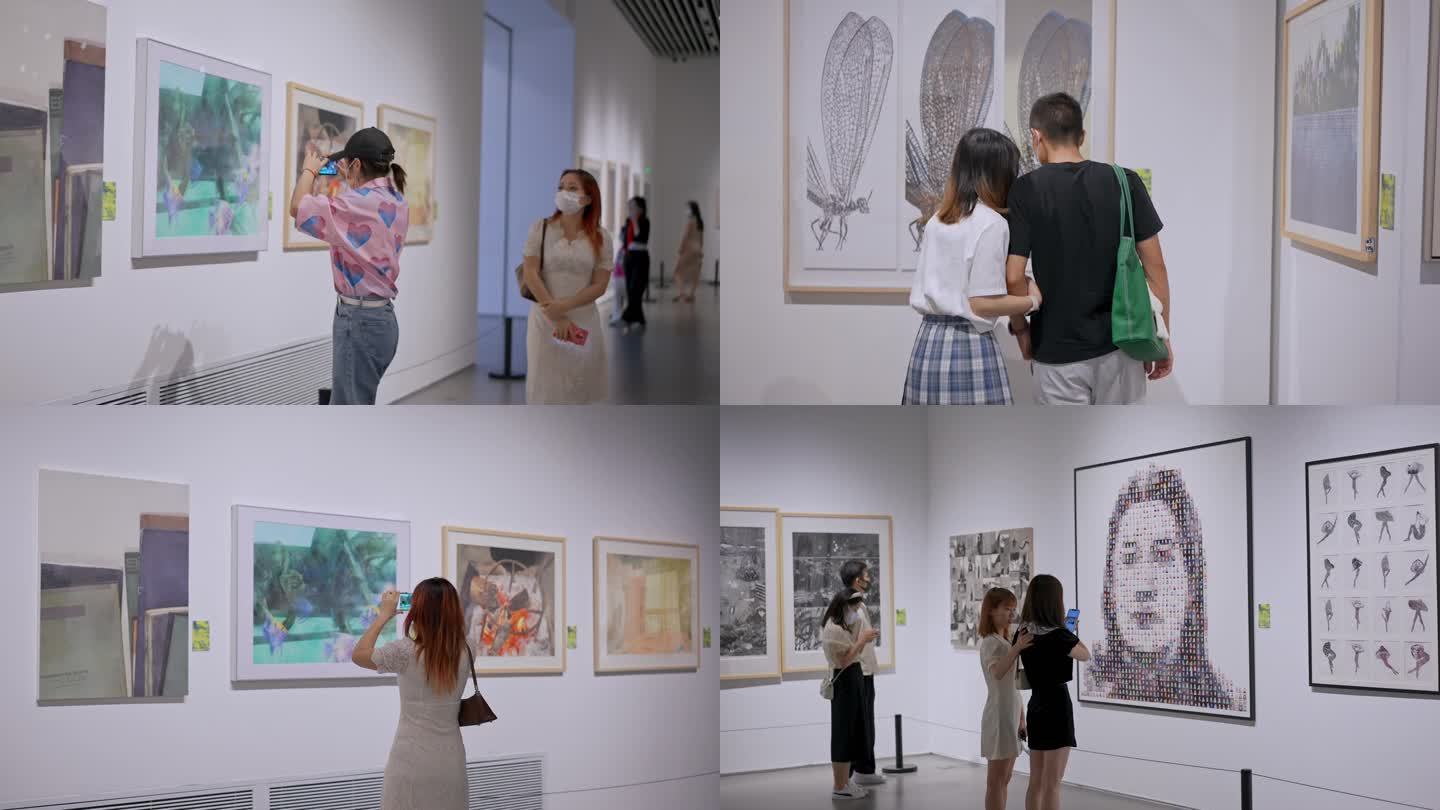 市民参观拍照湖南美术馆画展合集