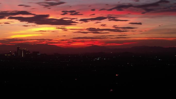 杭州城西晚霞航拍