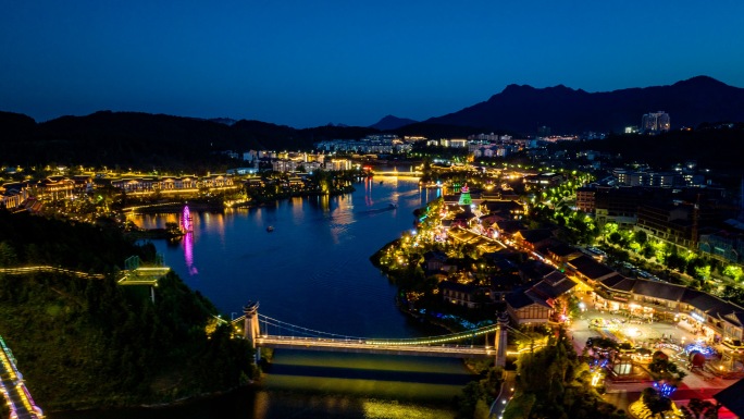 丹寨县万达小镇夜景航拍延时