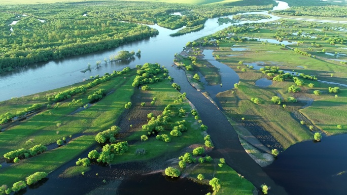 航拍内蒙古亚洲第一湿地：根河湿地