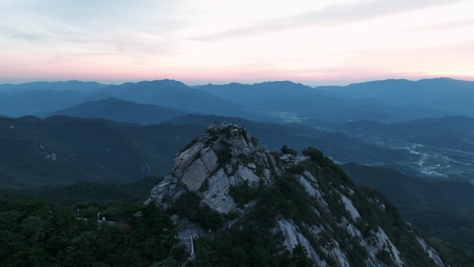 4K河南信阳鸡公山日落风景航拍