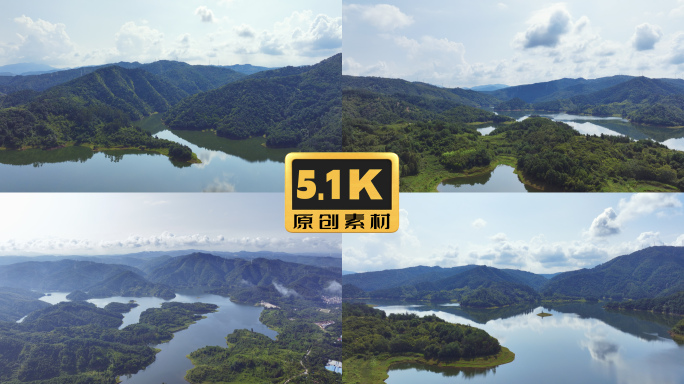 5K-昆明松华坝水库风光航拍，俯瞰松华坝