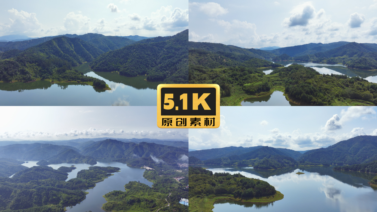 5K-昆明松华坝水库风光航拍，俯瞰松华坝