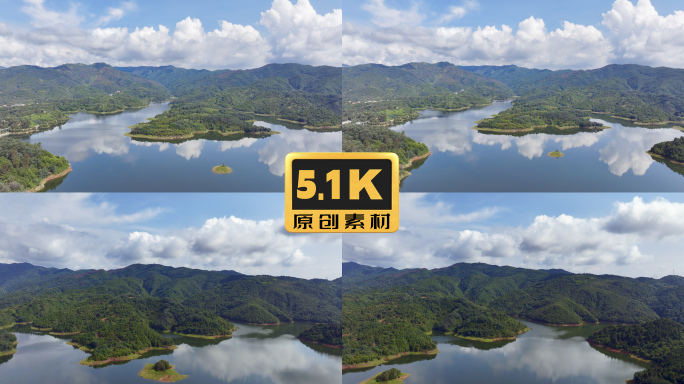 5K-昆明松华坝水库风光航拍，俯瞰松华坝