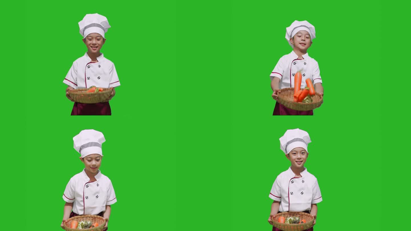 绿背 绿布 抠像 模特 小厨师 体验表演