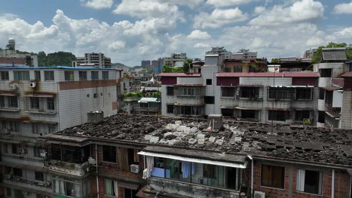 广西梧州城市骑楼蓝天白云航拍