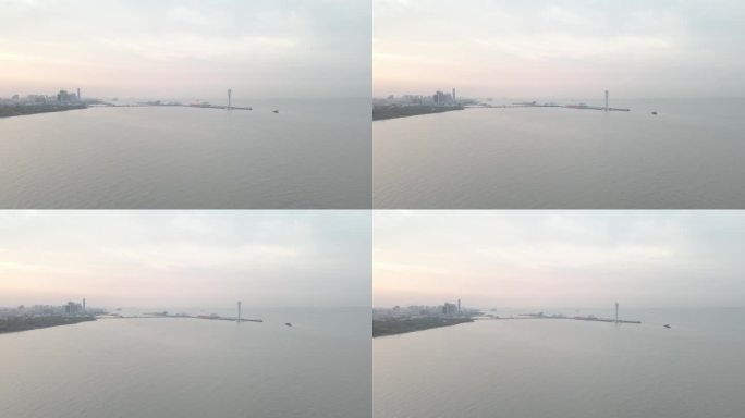 上海吴淞口灯塔4K航拍原素材