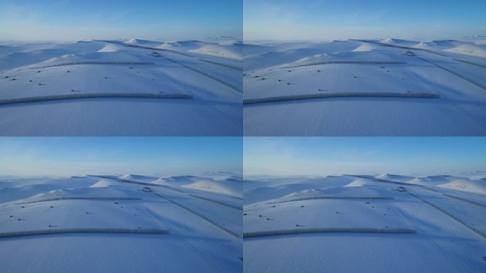 航拍呼伦贝尔垦区冬季雪原