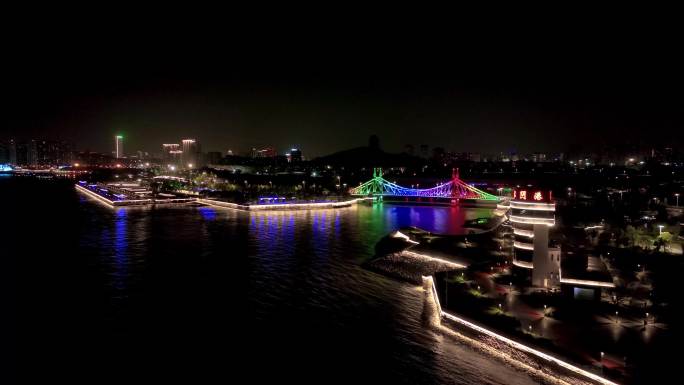 江阴外滩夜景航拍素材