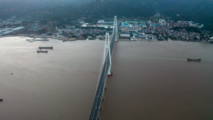 福建省福州市琅岐闽江大桥日落航拍